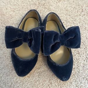Janie and Jack Baby Girls Blue Velvet Shoes with Bow, size 5